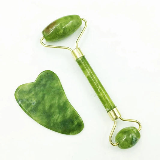 Natural Jade Scraping Board/Roller Duo